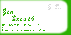 zia macsik business card